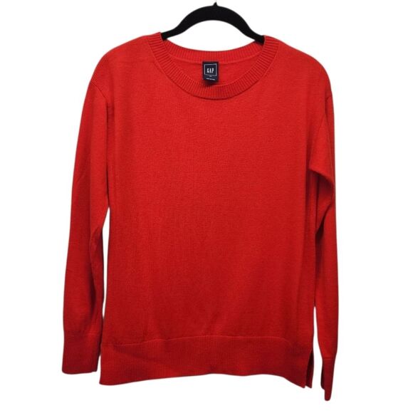 GAP Red Merino Wool Blend Split Side Seam Crewneck Sweater XSMALL - Picture 1 of 9